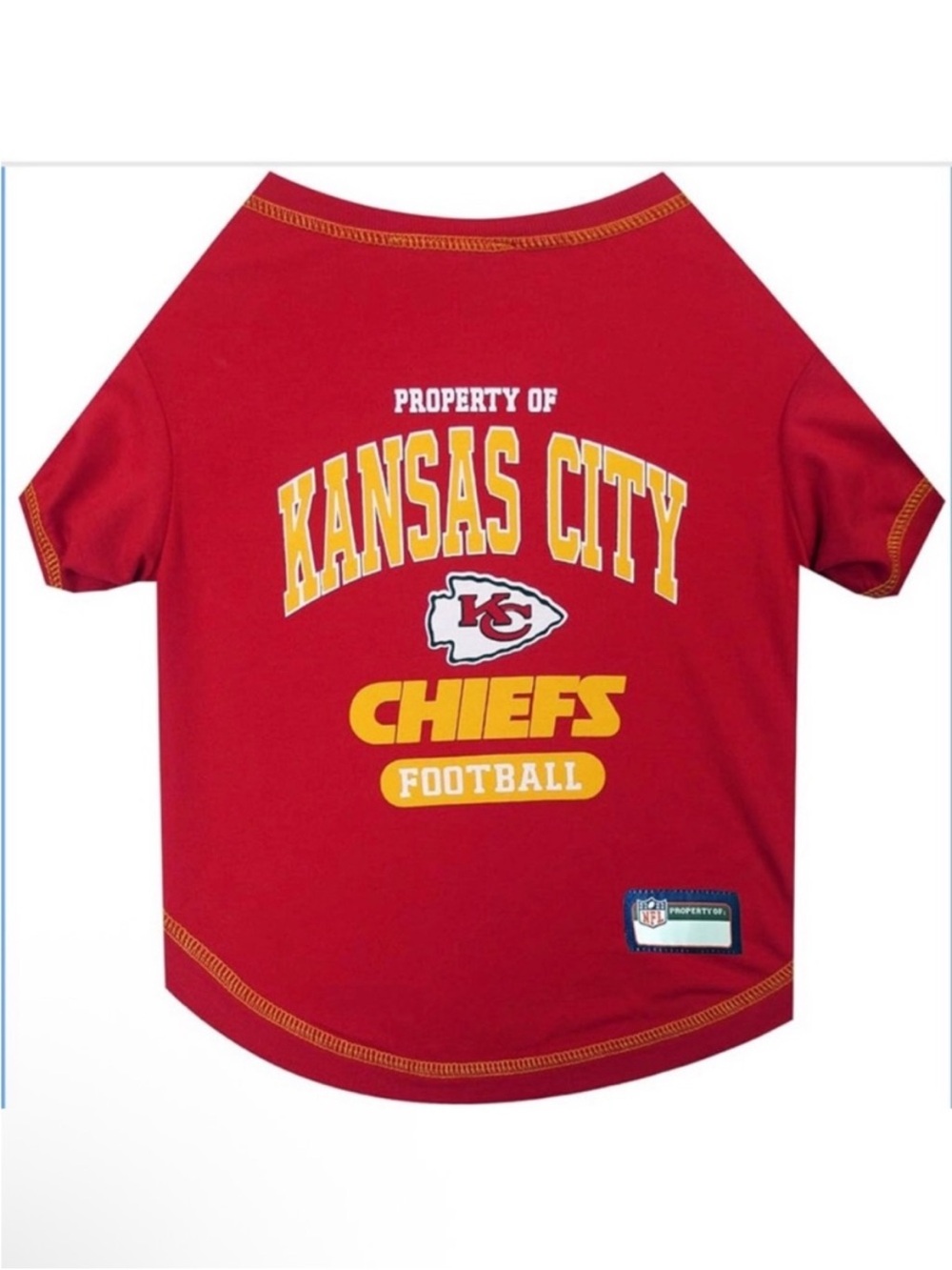 🆕- NFL Kansas City Chiefs Dog T-shirt Large. - Licensed Shirt for Team.